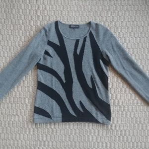 Super Soft Cashmere Gray Zebra Sweater Sz M